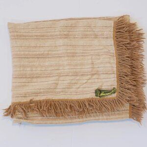 1960s Vicuña &amp; Alpaca Wool Blanket – Handwoven Vintage Brown Throw 5’6” x 4’